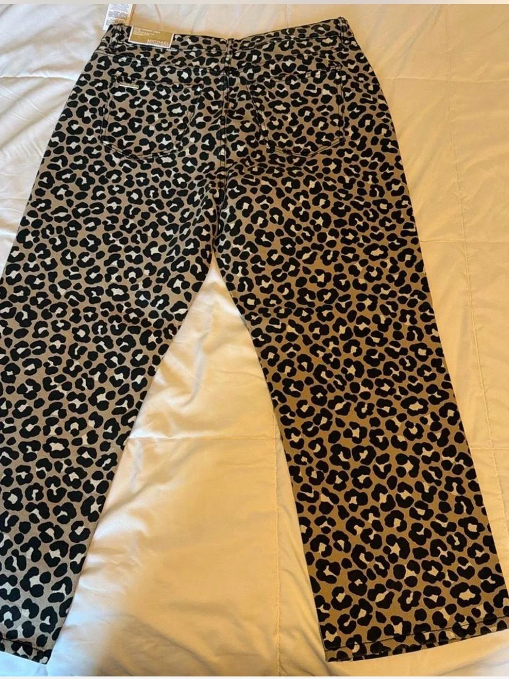 Michael Kors High-Rise Leopard Print Jeans - Black & Tan